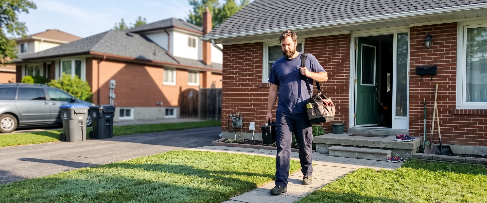 HVAC technician arriving at a home in Milton